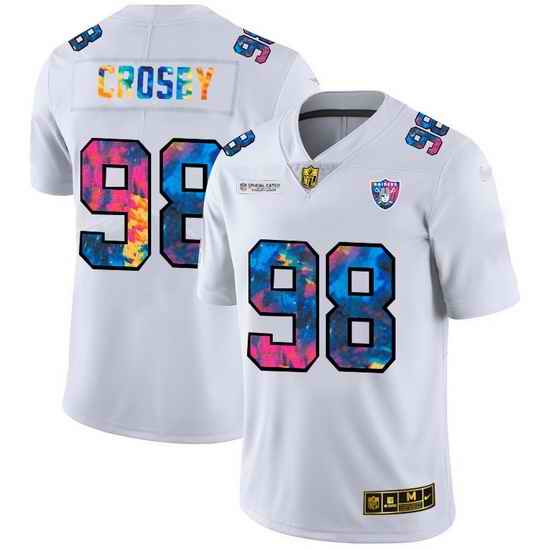 Las Vegas Raiders 98 Maxx Crosby Men White Nike Multi Color 2020 NFL Crucial Catch Limited NFL Jersey